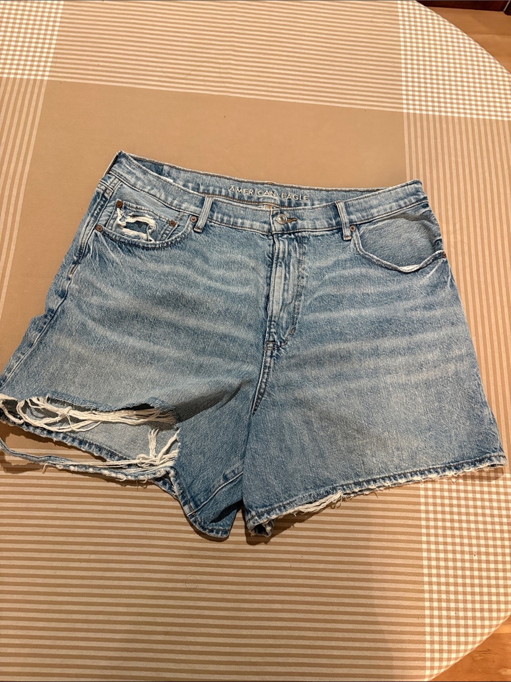 American Eagle Outfitters Light Blue Distressed Denim Shorts